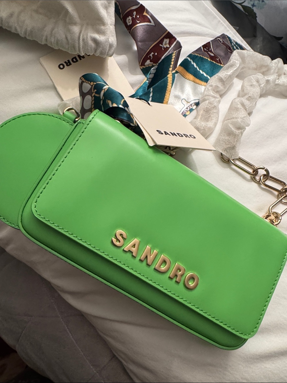 Sandro Bag Mini Totemo Green Leather Shoulder Bag Set - Picture 17 of 17